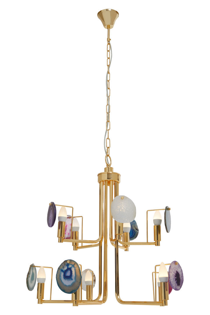 Arire Gold and Agate 10 Light Celing Light
