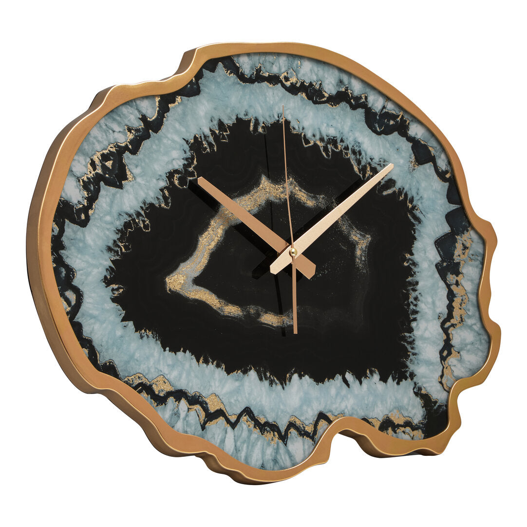 Clark Black And Gold Agate Effect Wall Clock