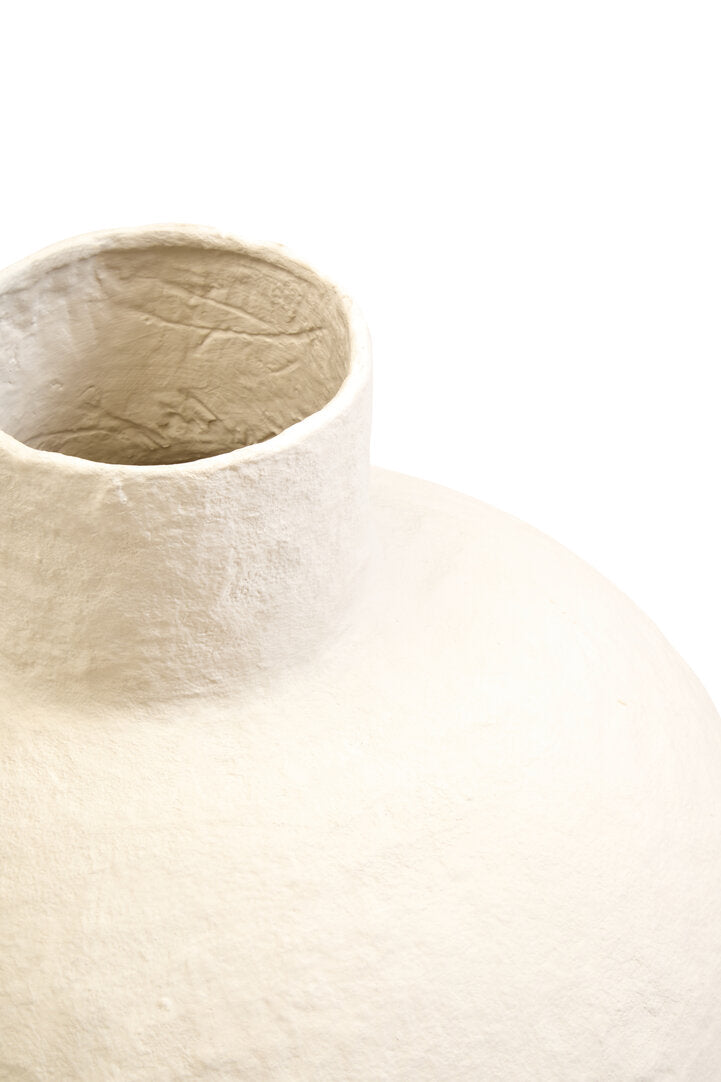 Naro Cotton Mache Large Cream Vase