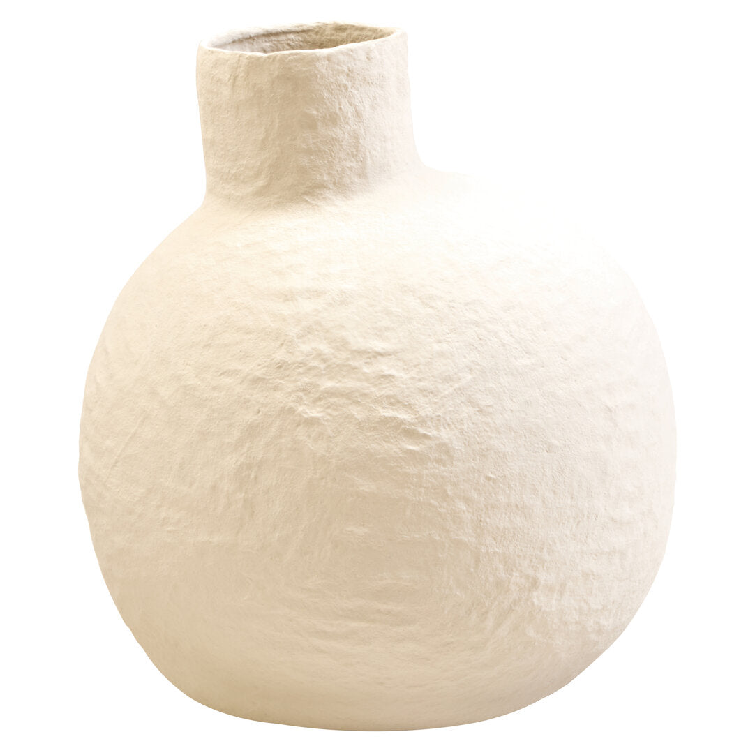 Naro Cotton Mache Large Cream Vase
