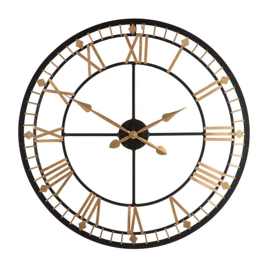 Parma Black and Gold Metal Wall Clock