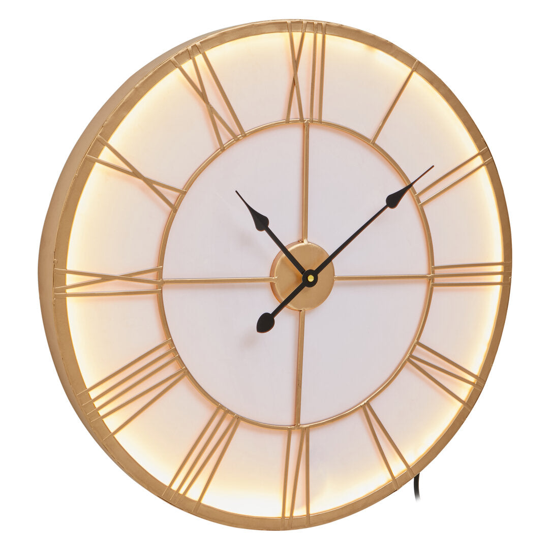 Pedro Small Gold And White LED Wall Clock