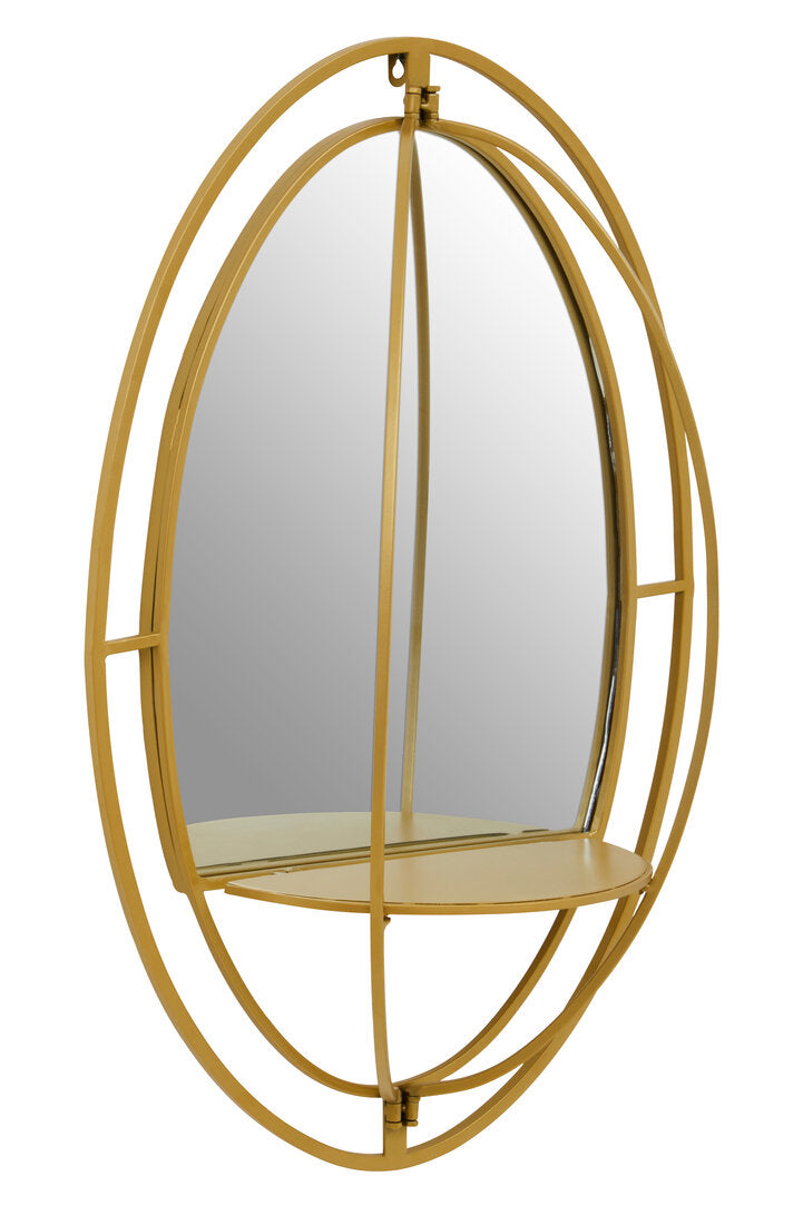 Perugia Oval Shelved Gold Wall Mirror