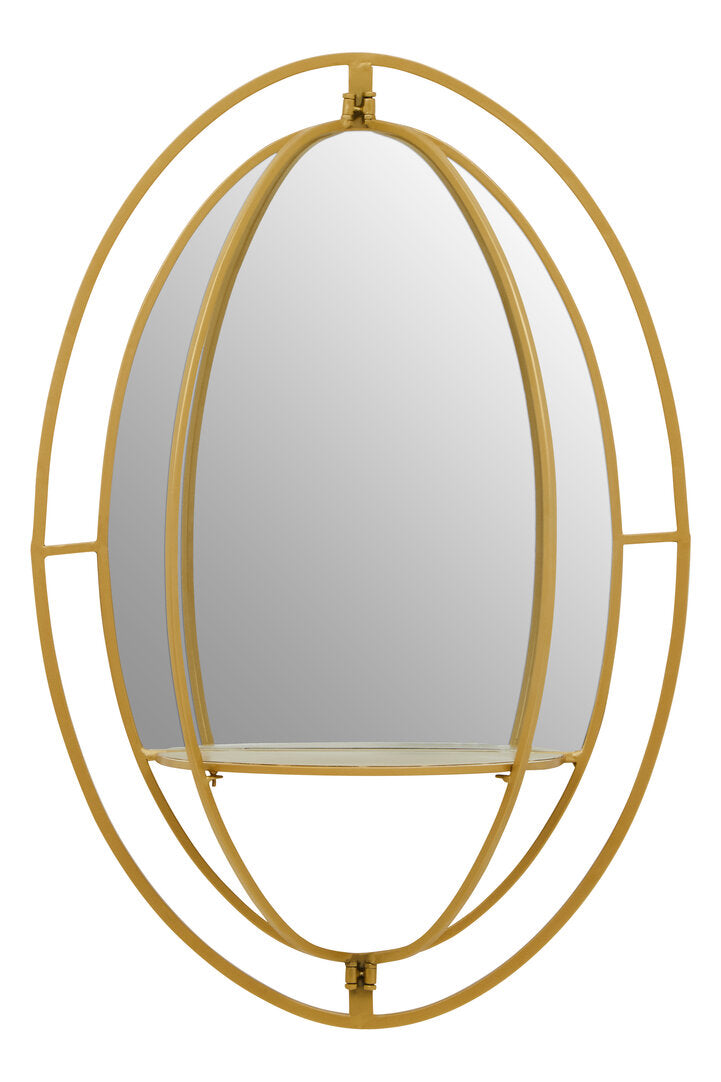 Perugia Oval Shelved Gold Wall Mirror