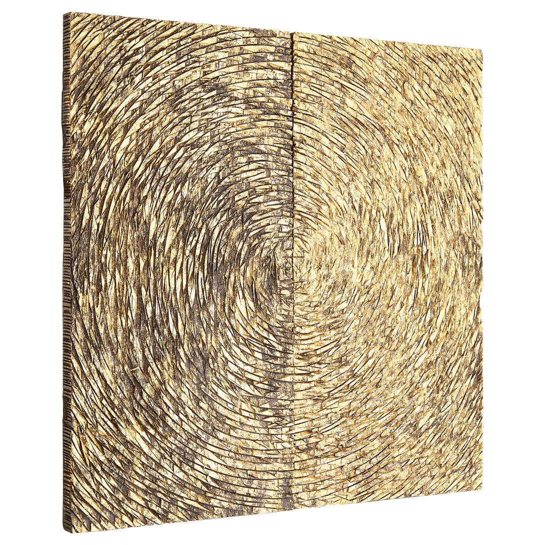 Rivian Wood Carving Gold Finish Wall Art