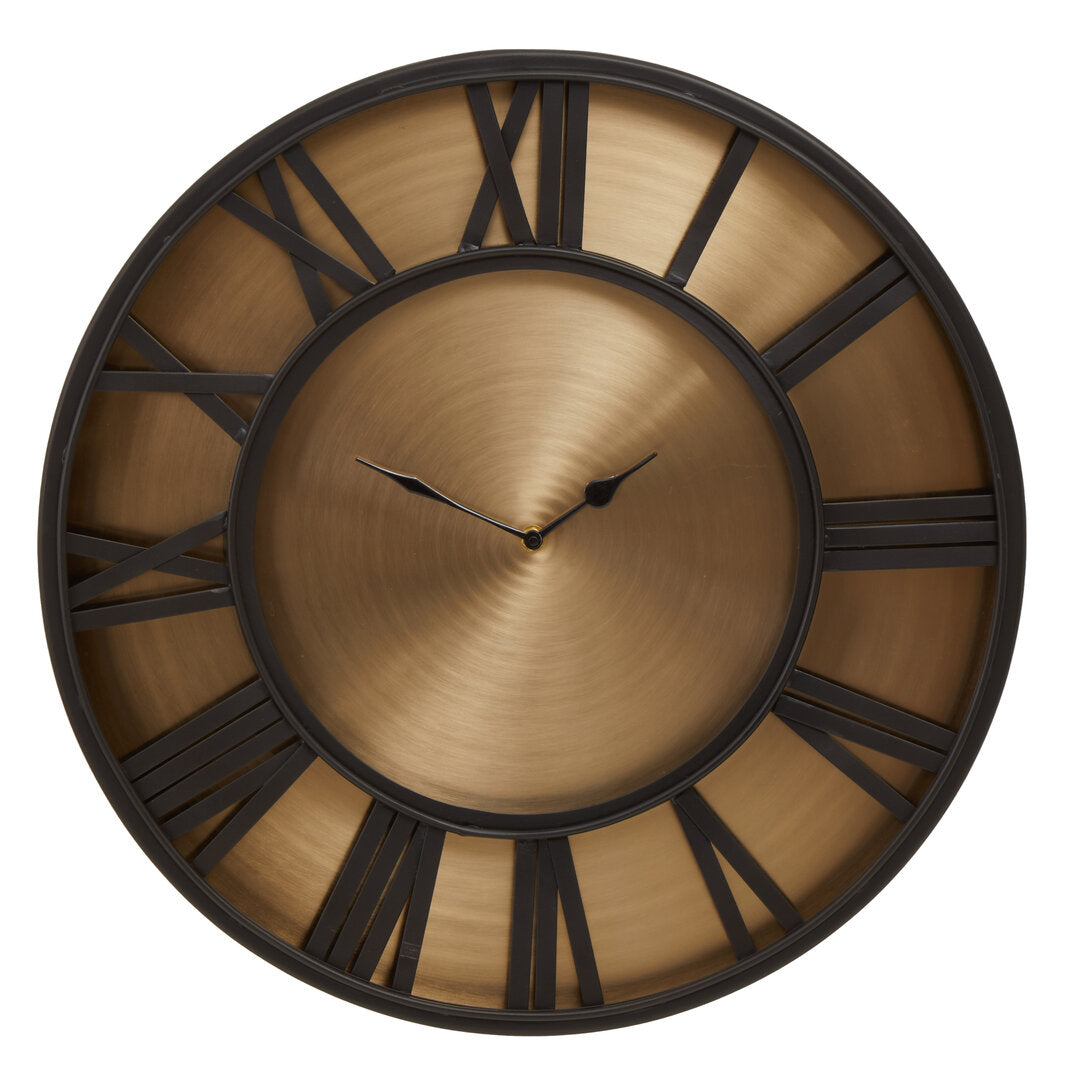 Senza Black and Antique Gold Large Wall Clock