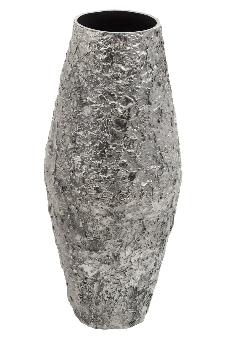 Viva Large Silver Textured Metal Vase