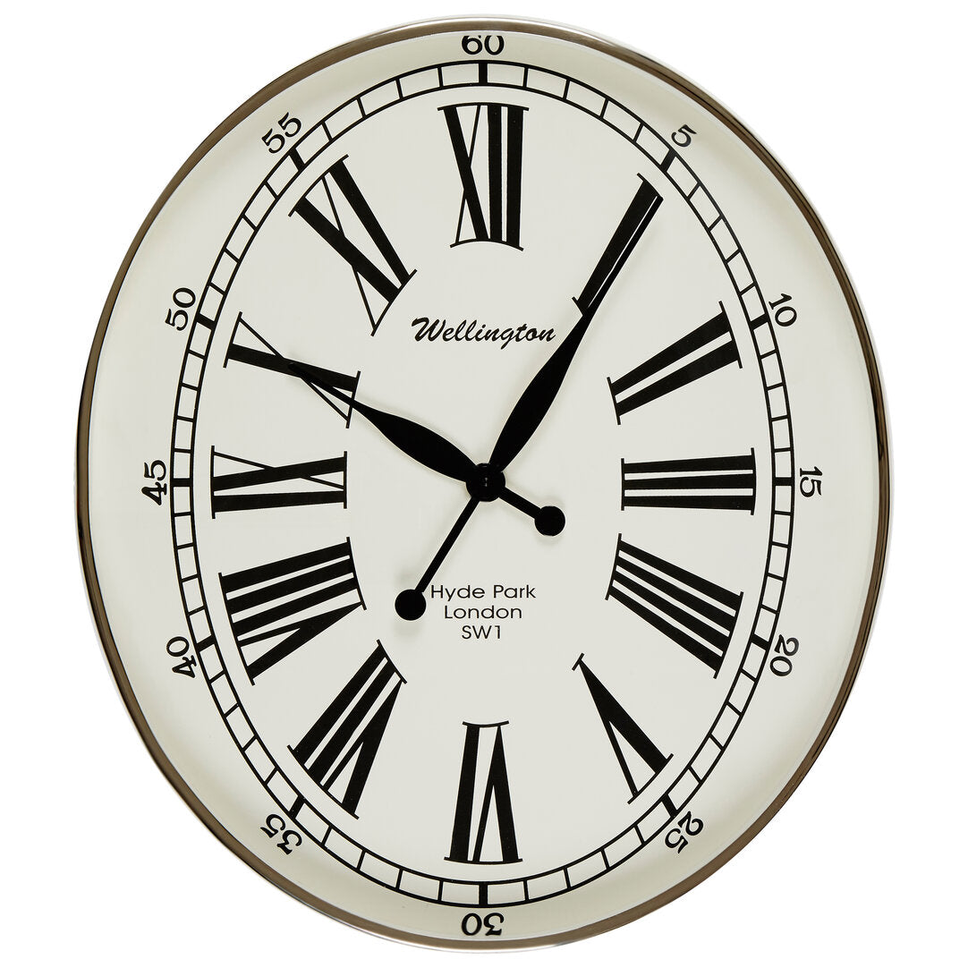 Wellington White and Black Wall Clock