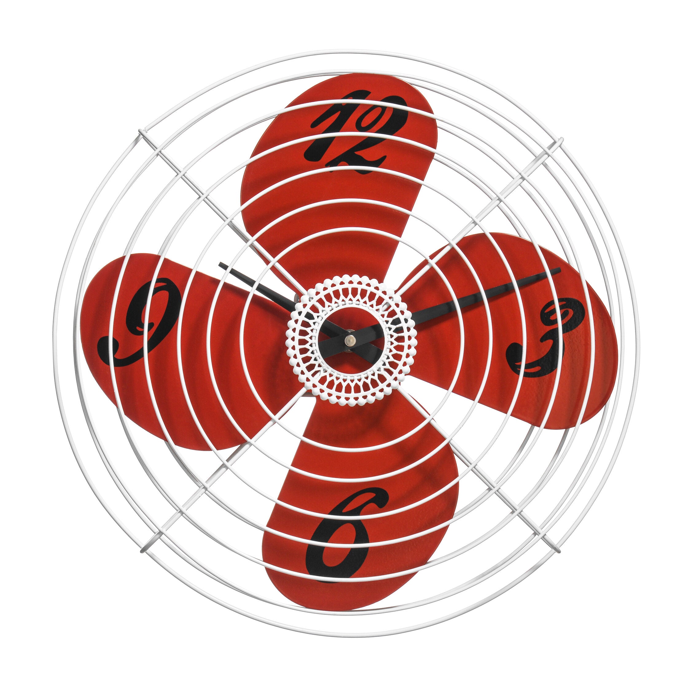 Zarizza Red Retro Fan Design Wall Clock