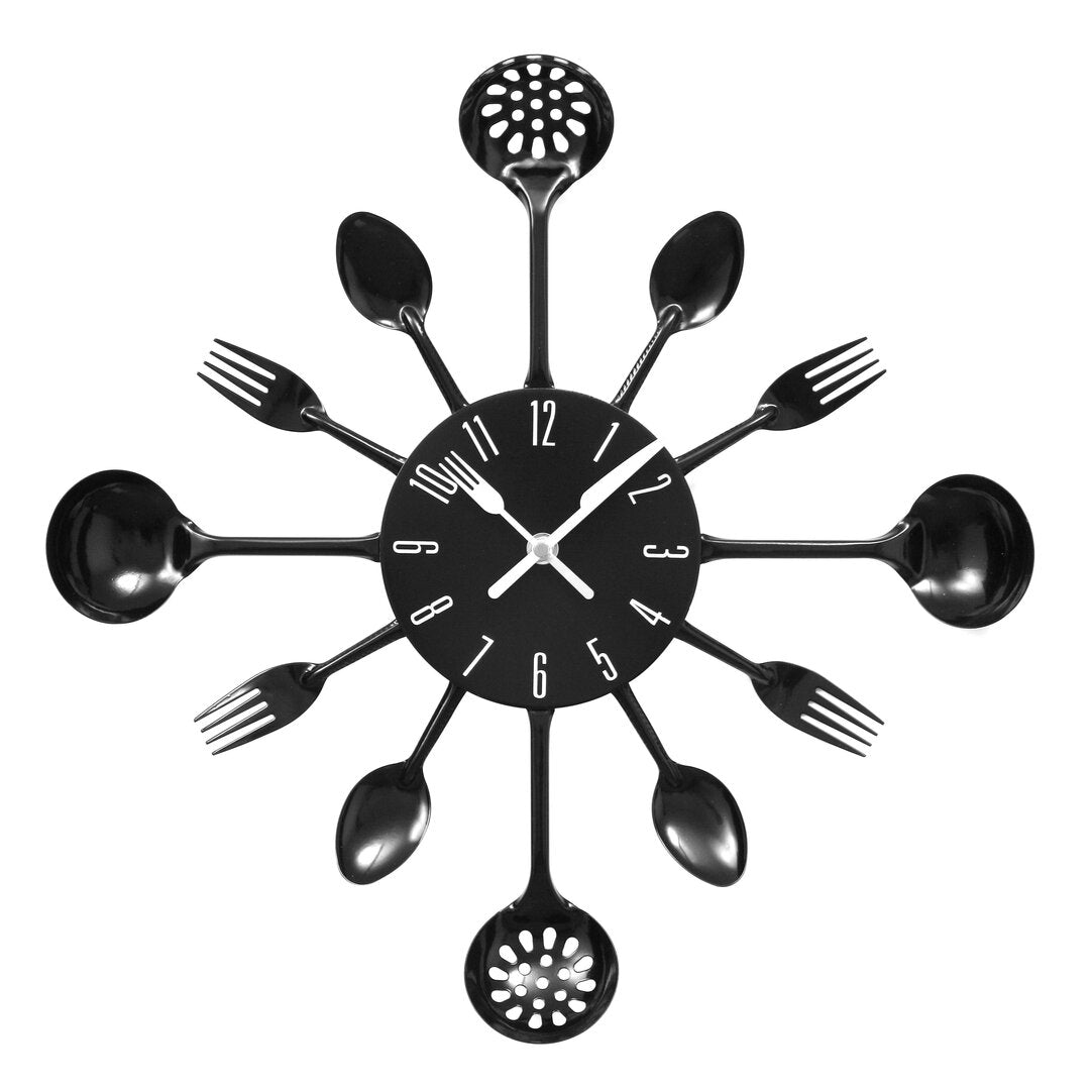 Zeal Black Cutlery Metal Wall Clock