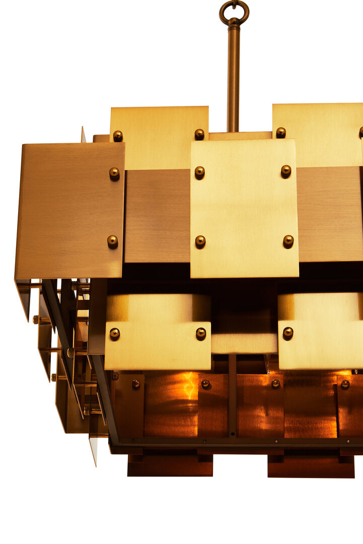 Arilo Metal Brass Finish Pendant Light With Eight Bulbs