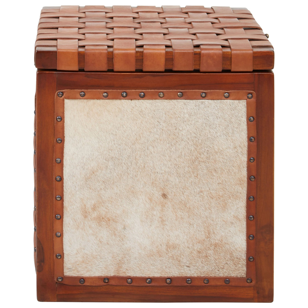 Ashbourne Hair Leather Storage Stool