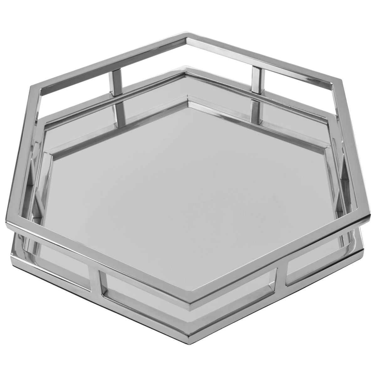 Svelvik Silver Mirrored Hexagonal Tray image 1