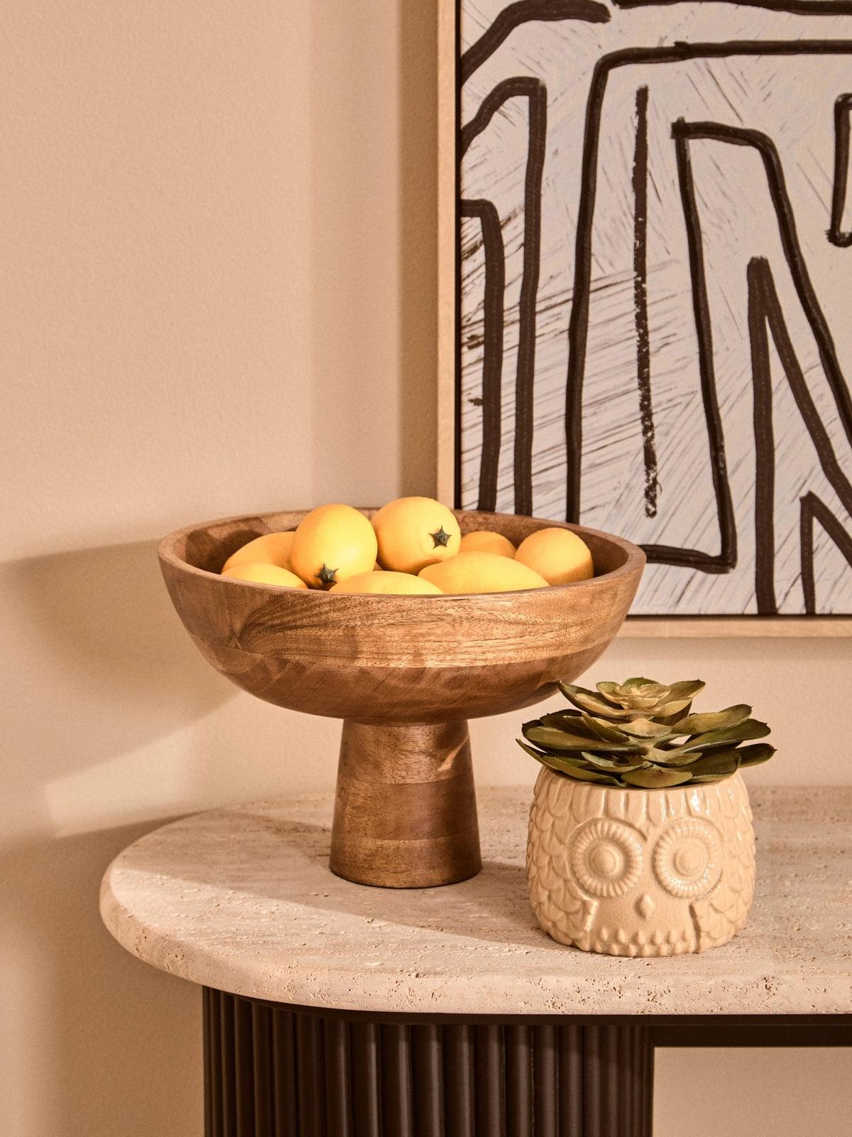 Cambridge Mango Wood Pedestal Fruit Bowl image 2