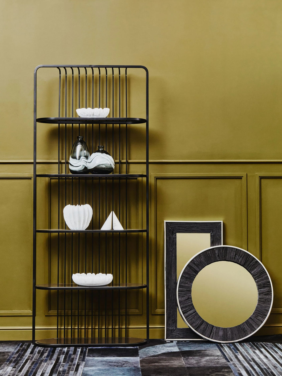 Umevik Black Recycled Rectangular Wall Mirror image 3