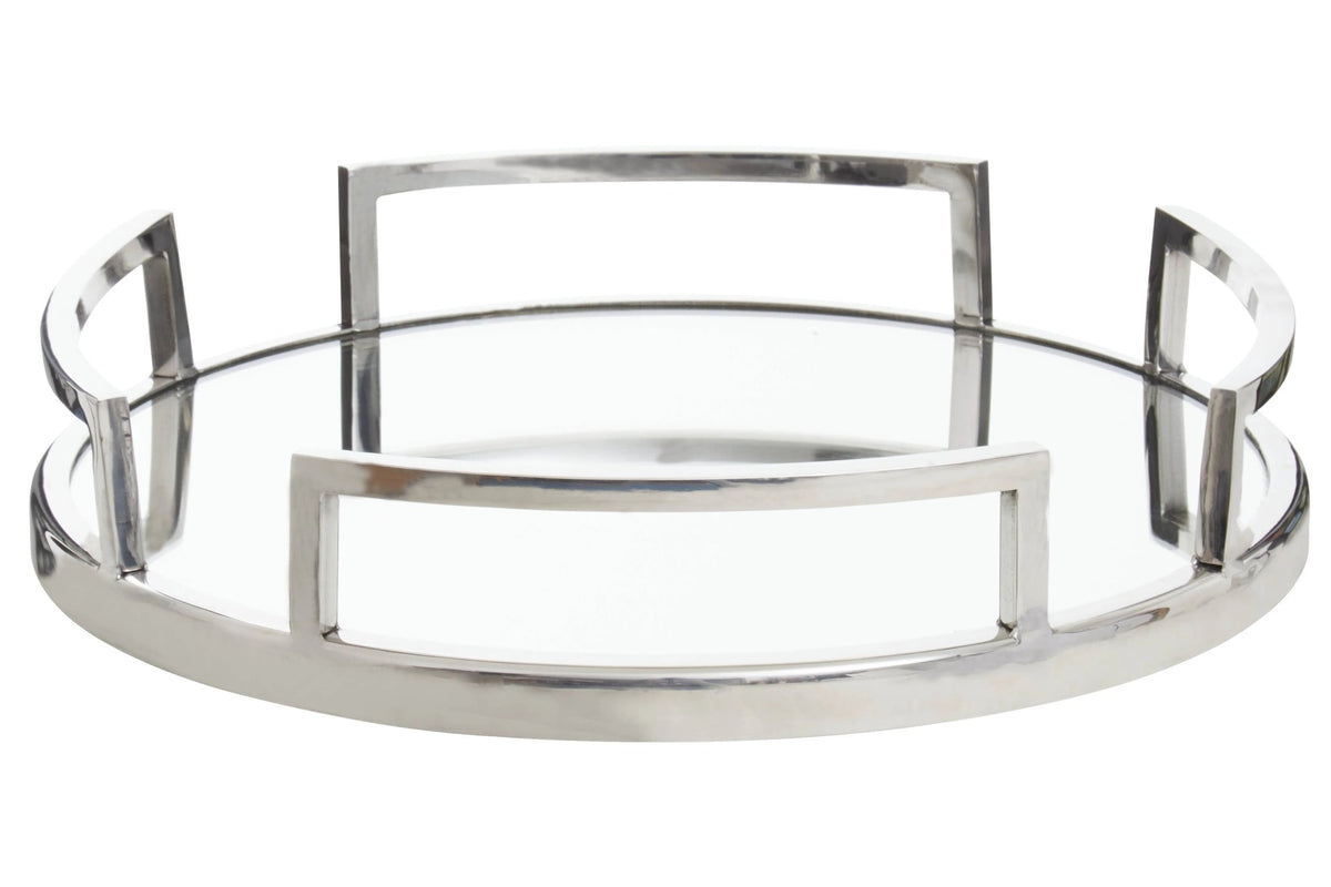 Bramley Silver Mirrored Round Tray image 1