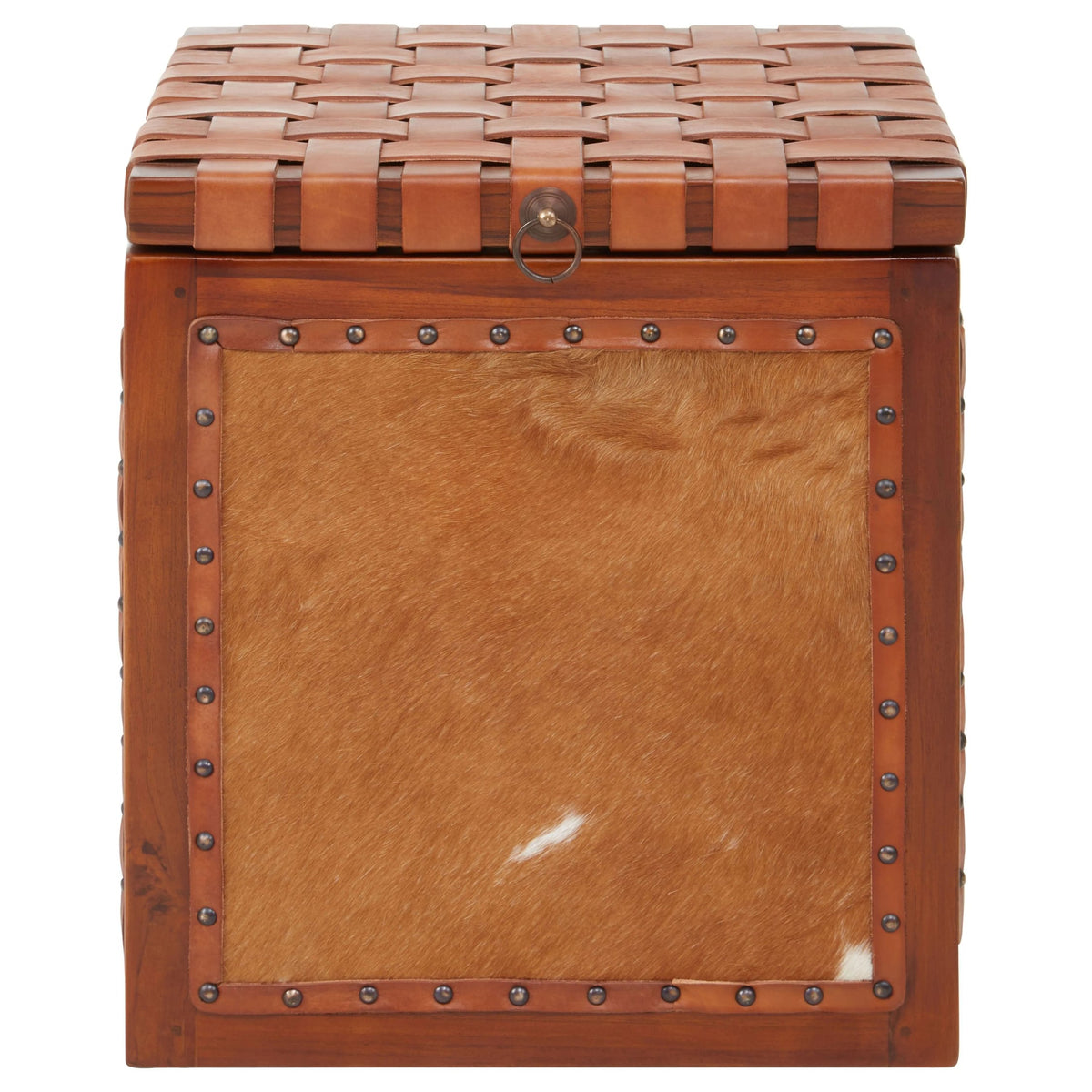 Ashbourne Hair Leather Storage Stool