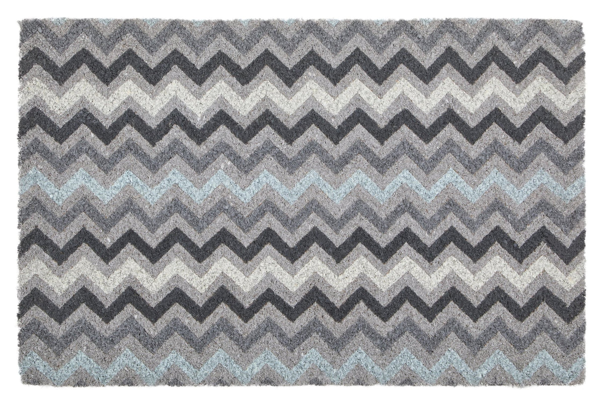 Catania Grey White Chevron Coir Doormat image 1