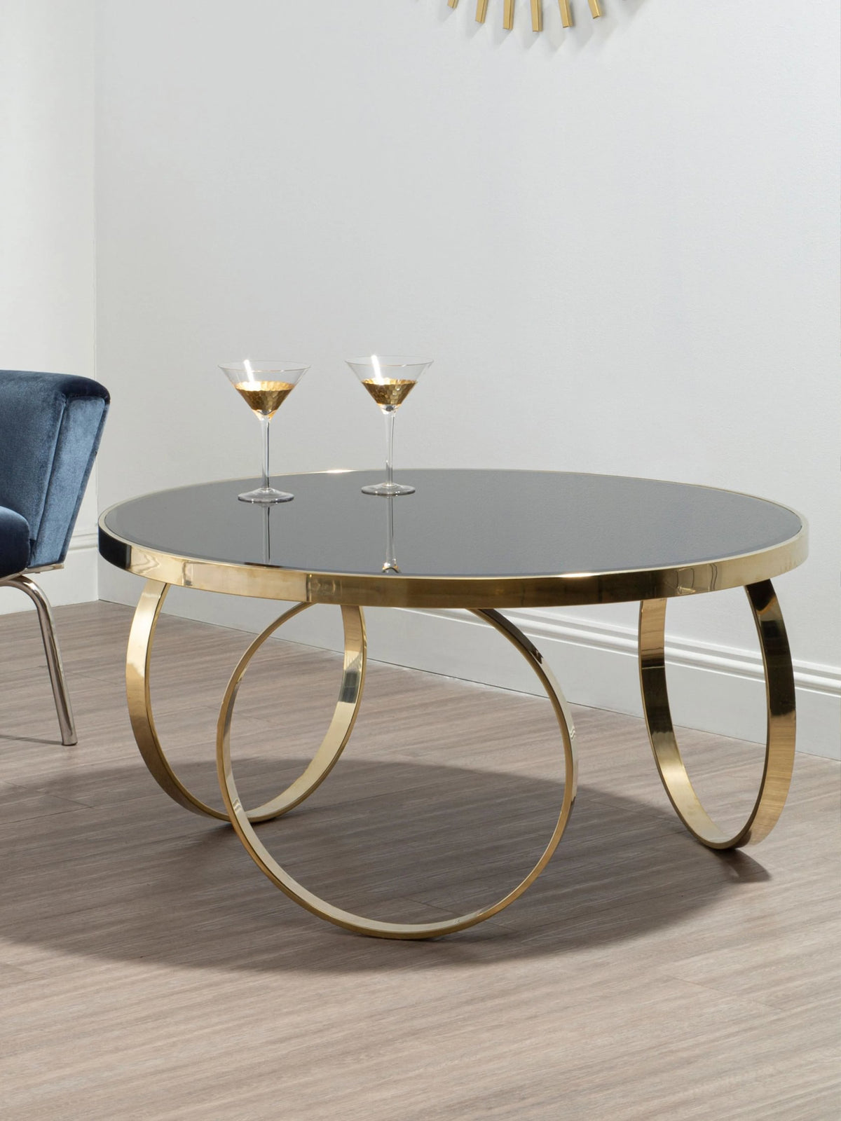 Zelath Black Mirror Gold Coffee Table image 8