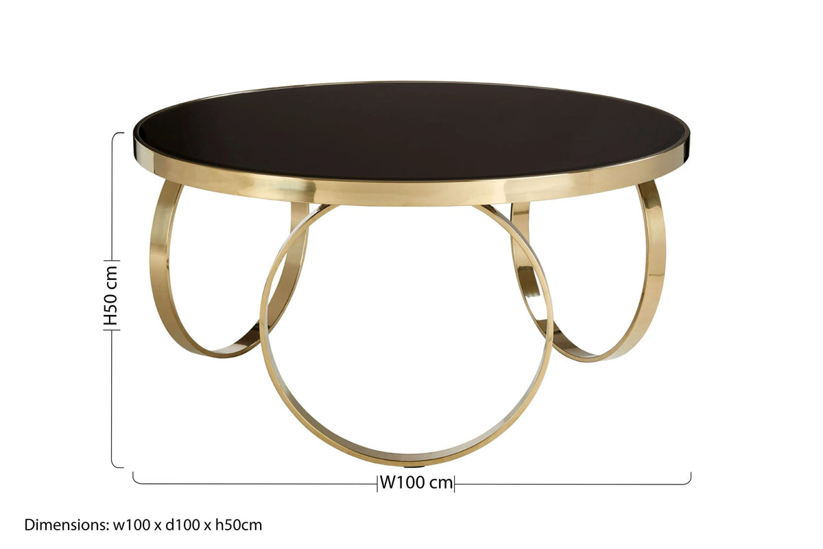 Zelath Black Mirror Gold Coffee Table image 3