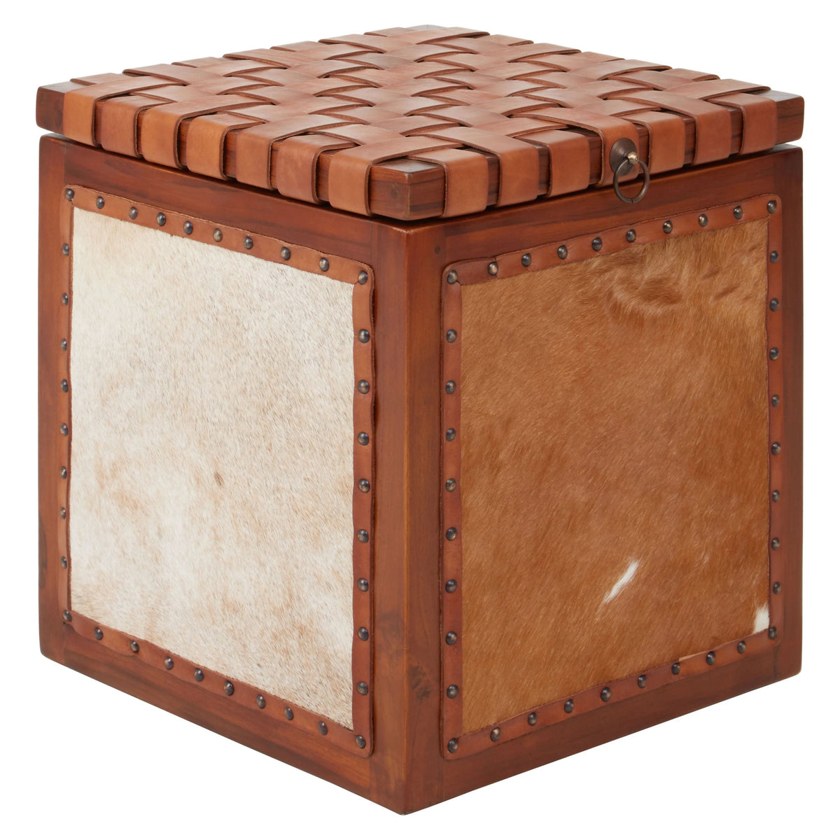 Ashbourne Hair Leather Storage Stool
