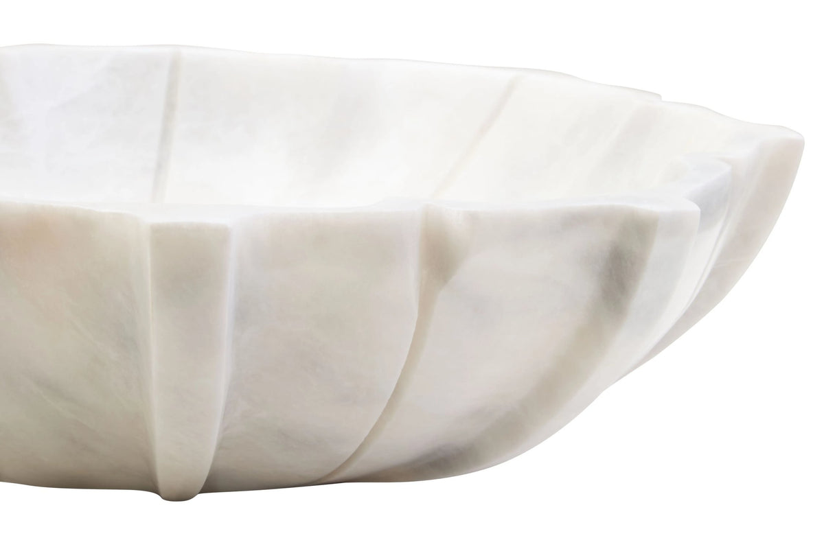 Haakora Large White Marble Lotus Bowl image 5