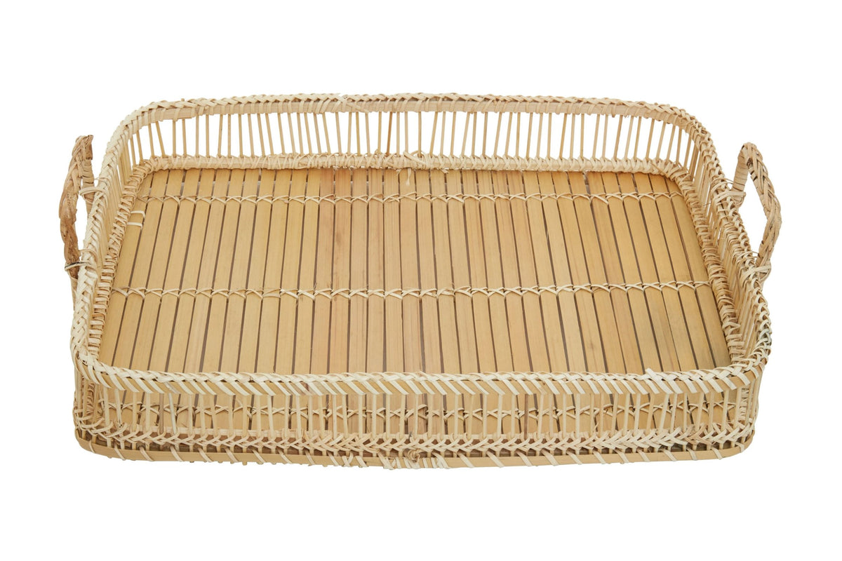 Foligno Rattan Bamboo Natural Rectangular Tray image 2