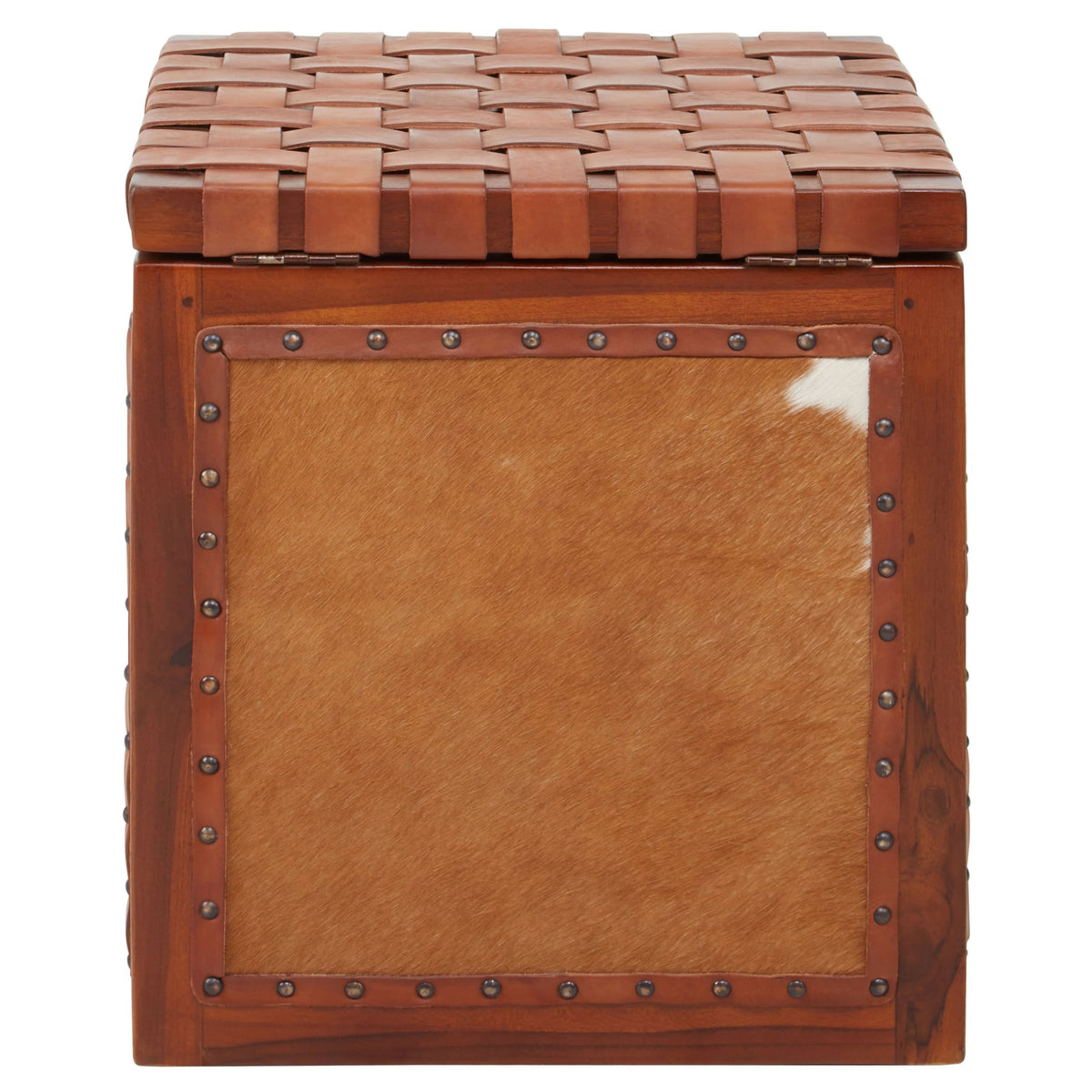 Ashbourne Hair Leather Storage Stool
