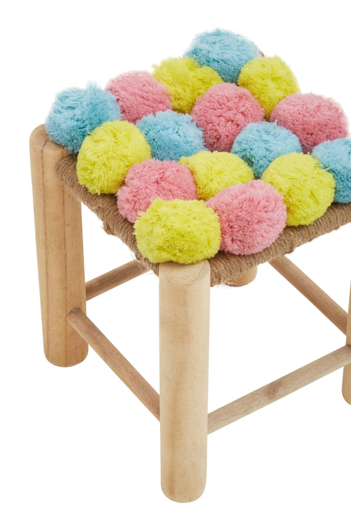Garda Village Pink Blue Yellow Pom Stool