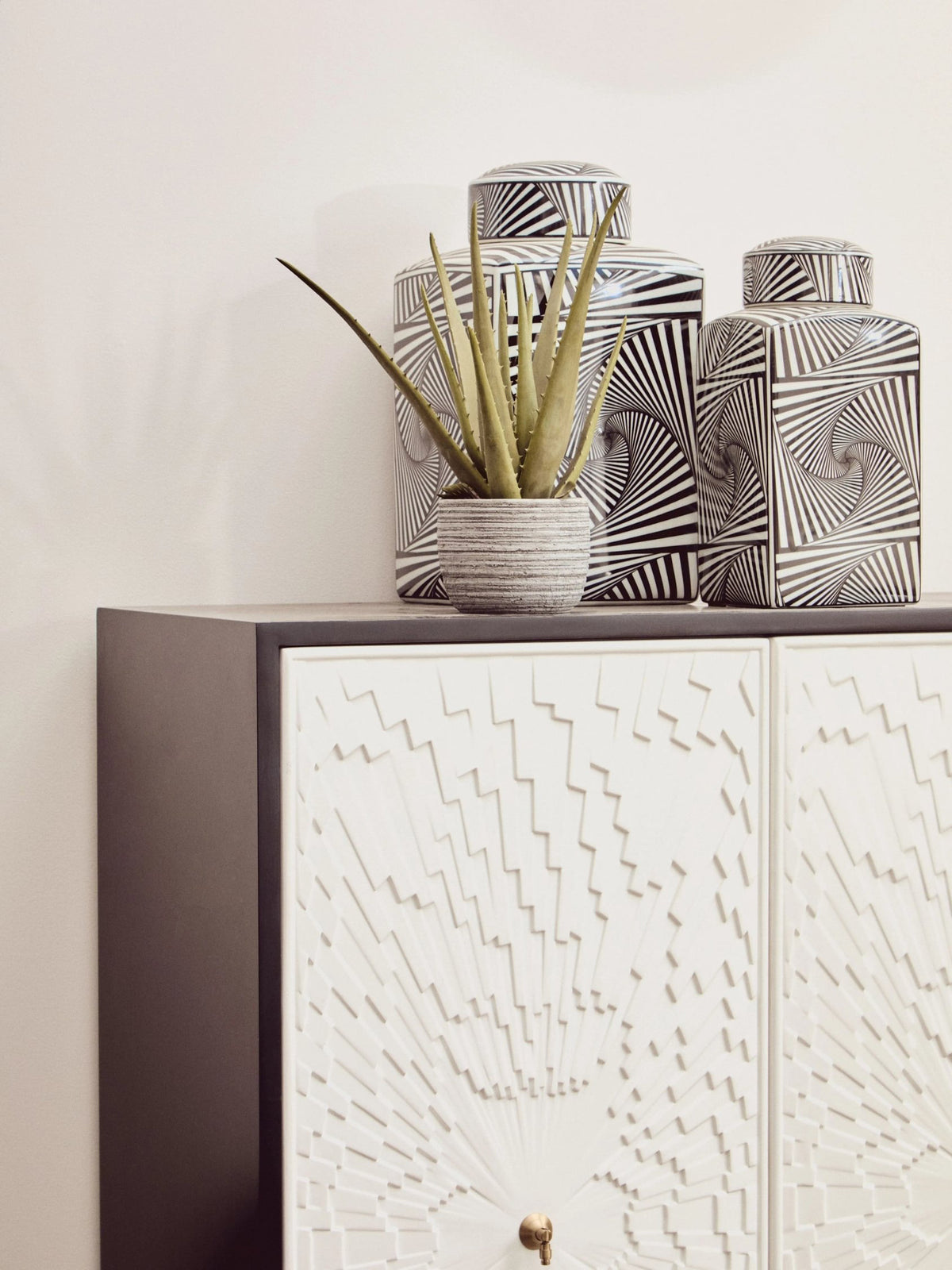 Aurel Small Black White Ceramic Jar image 5