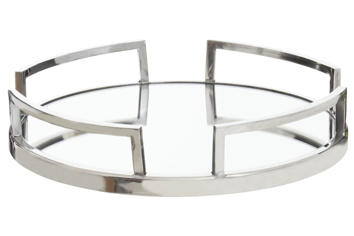 Bramley Silver Mirrored Round Tray image 2