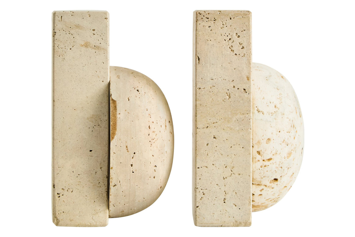 Hokvik Travertine Set Spherical Bookends image 3