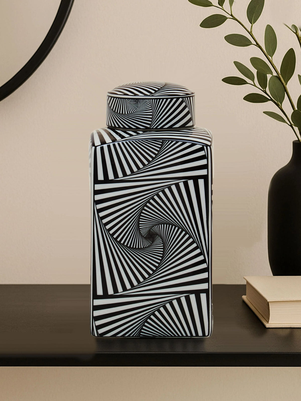 Aurel Small Black White Ceramic Jar image 11