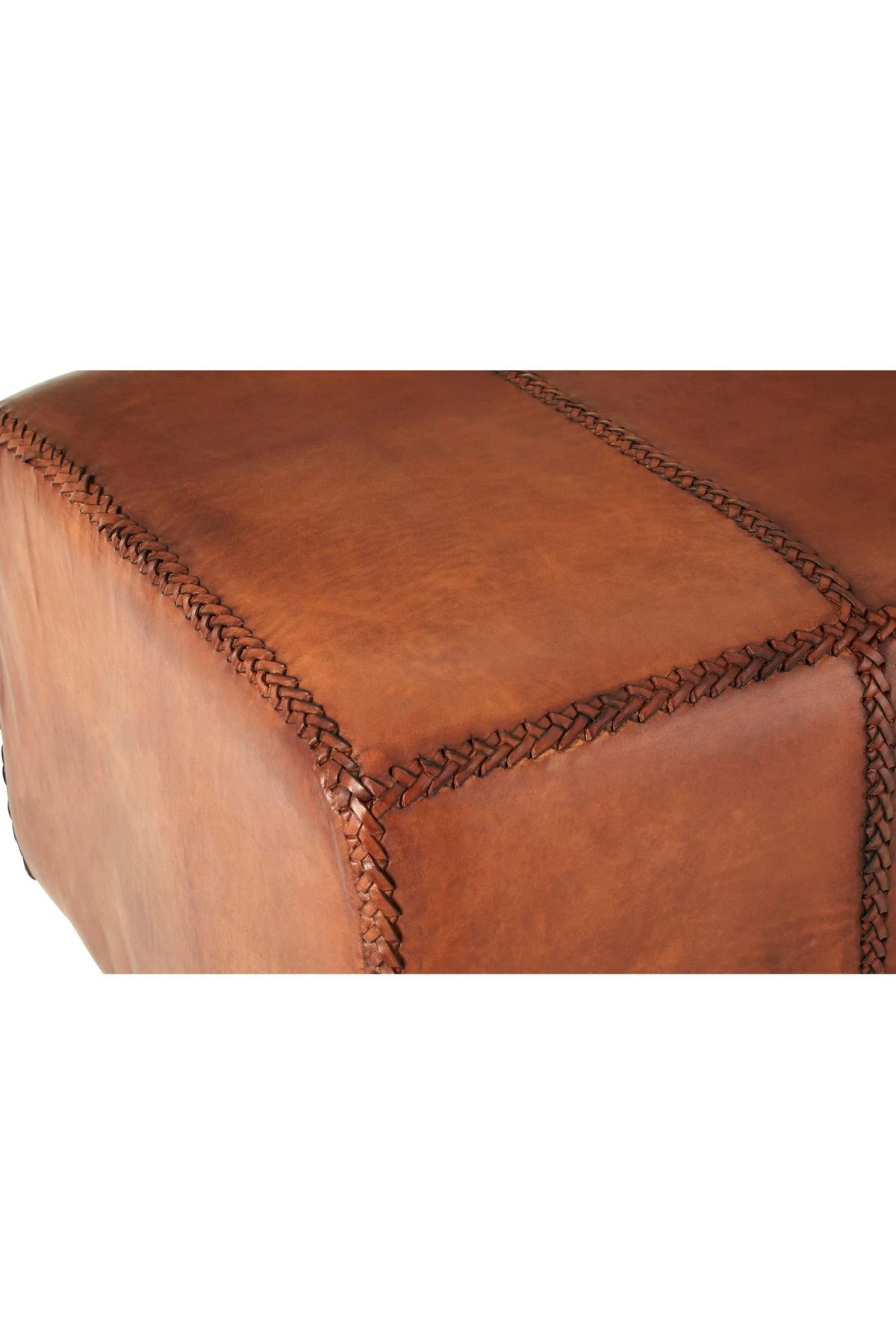 Godalmira Leather Bench Teak Wood Legs