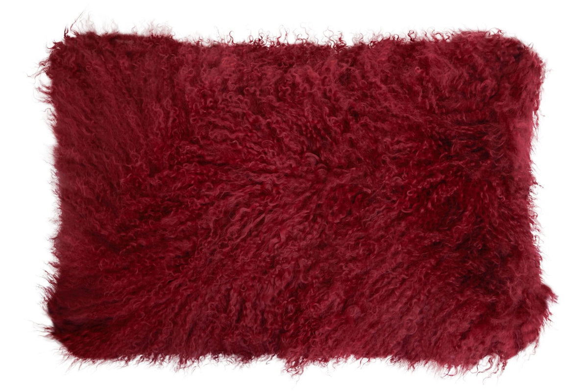 Vulcano Mongolian Fur Maroon Rectangular Cushion image 1