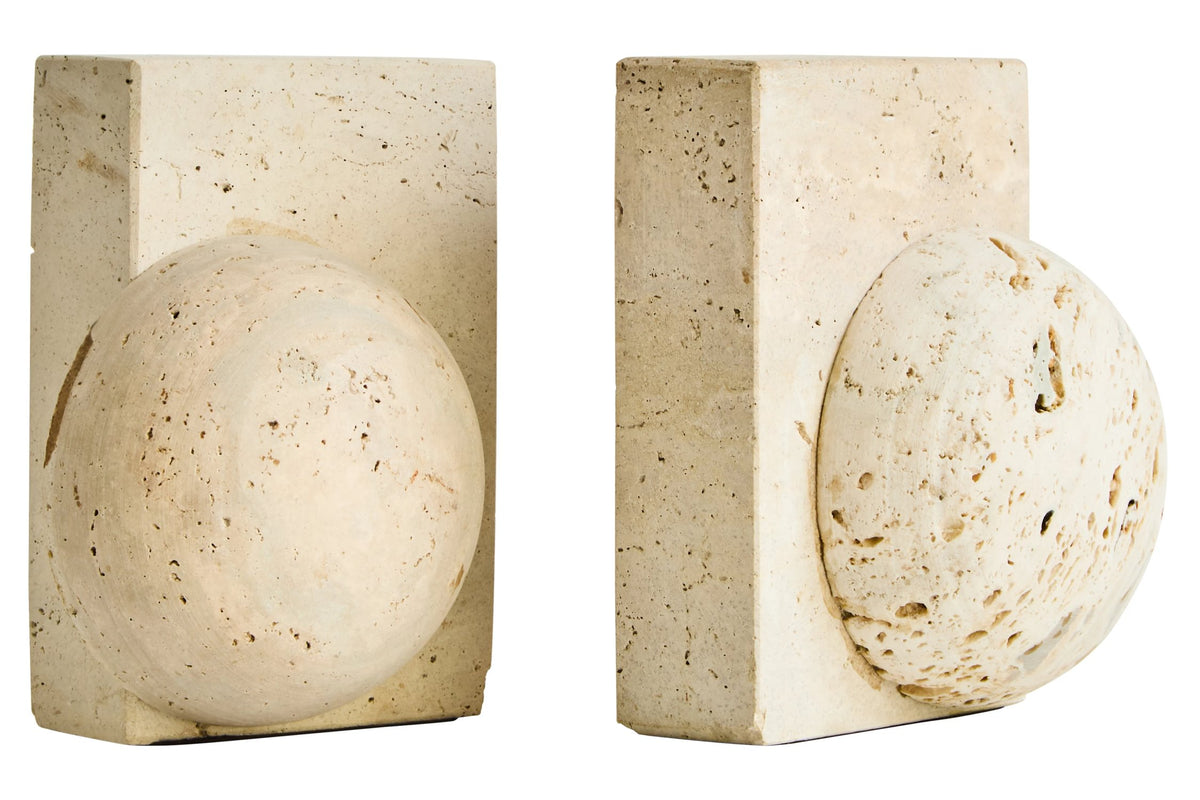 Hokvik Travertine Set Spherical Bookends image 2