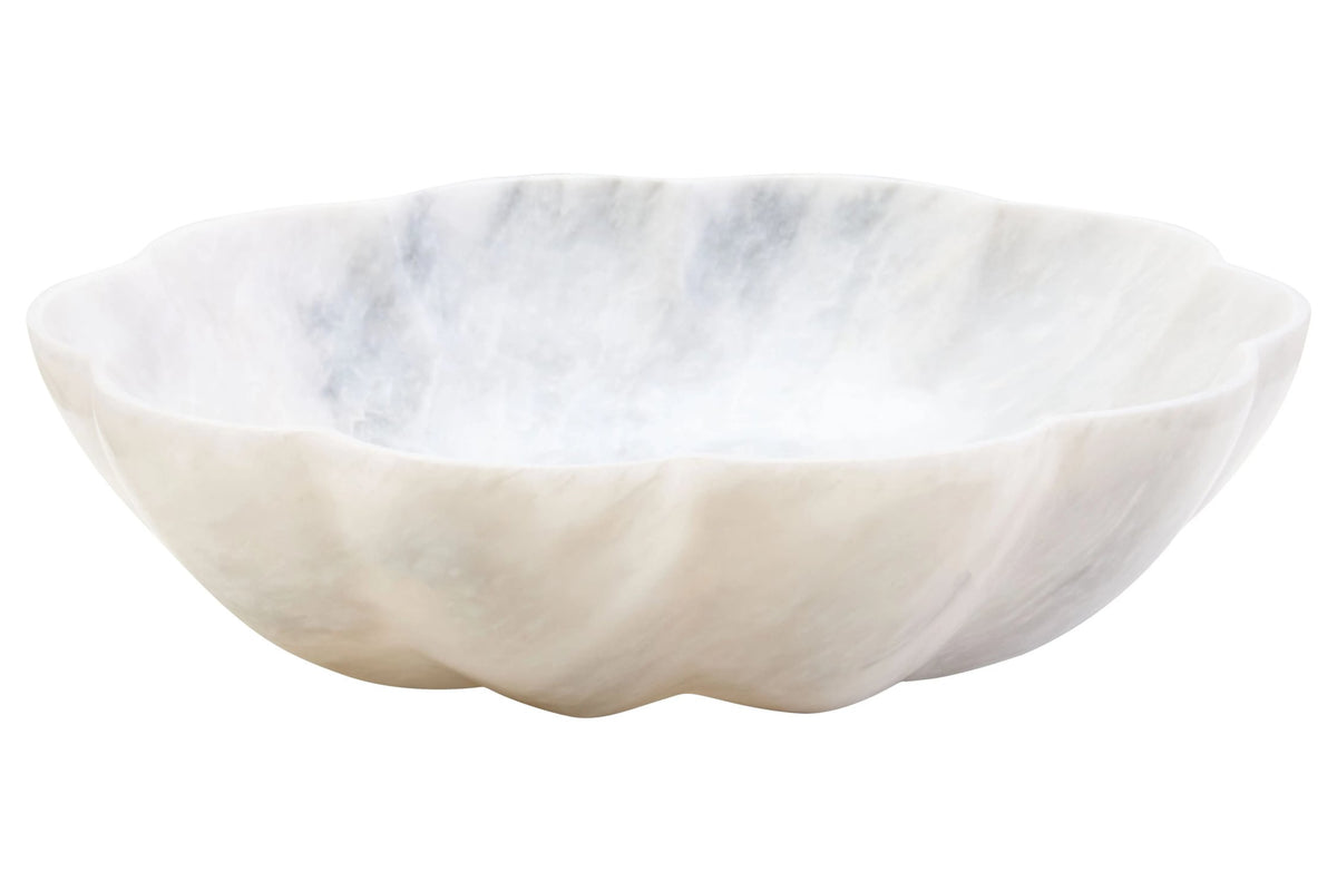 Horsham Large White Marble Scalloped Bowl image 1