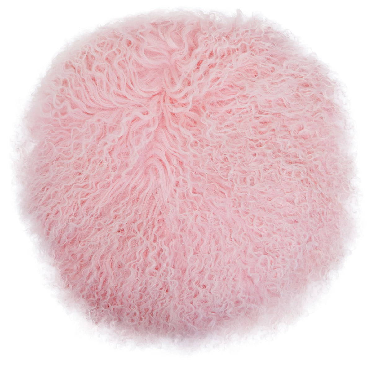 Ivovora Mongolian Fur Pink Round Cushion image 1