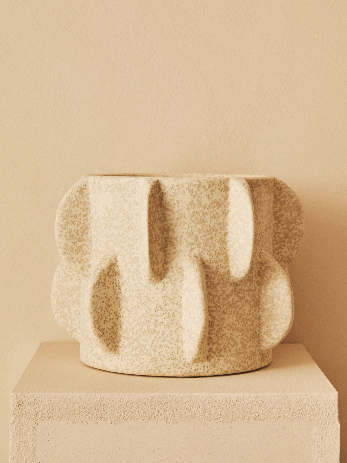 Stradella Cream Textured Stoneware Small Planter image 3