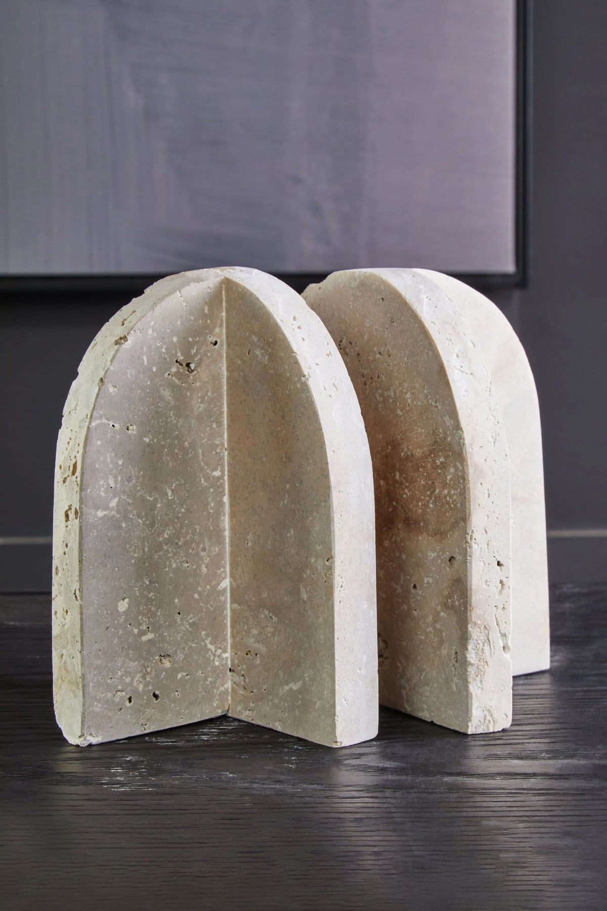 Velquin Travertine Arched Bookends Set image 4