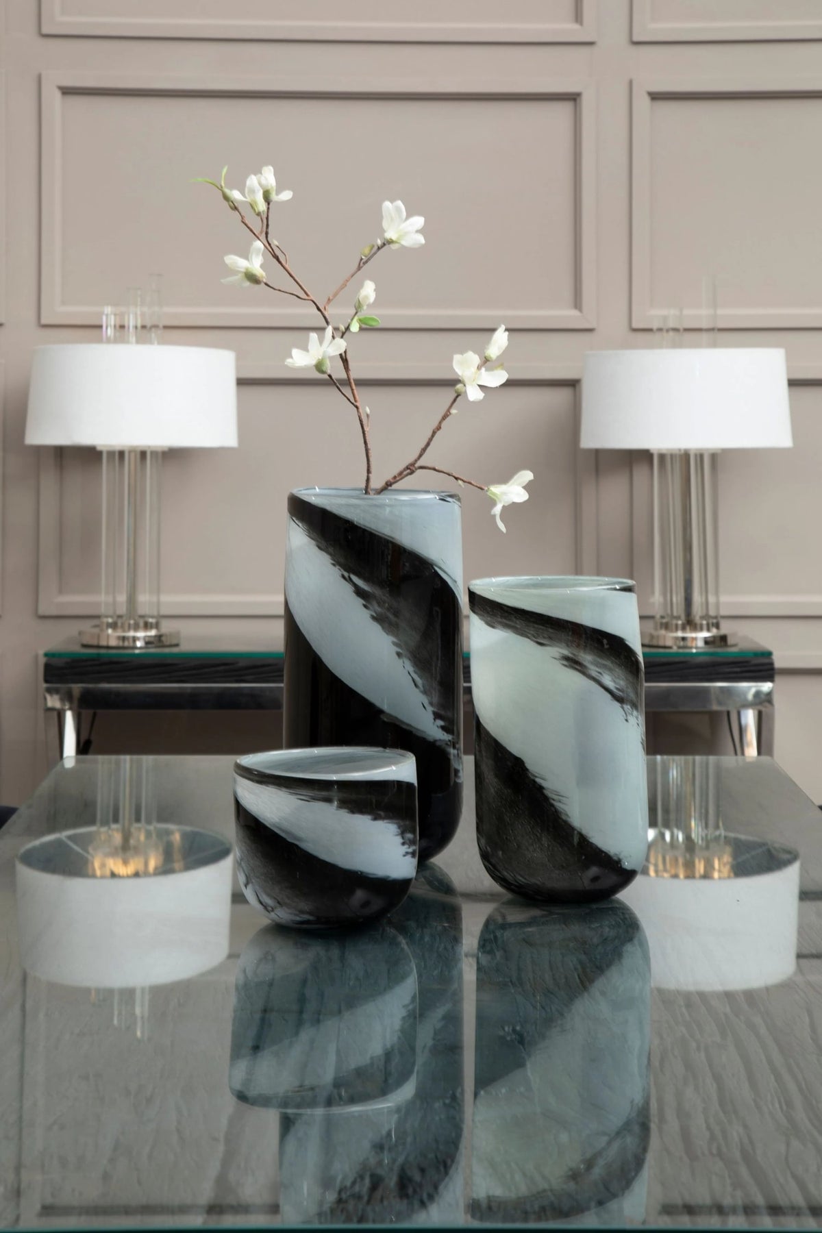 Vimmerby Large Grey Black Brushstroke Vase