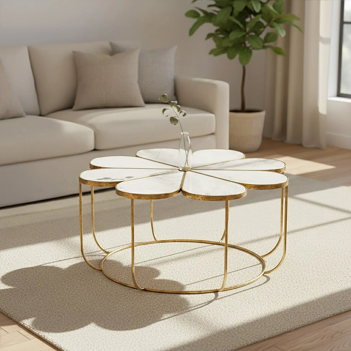 Shorehira Petal Coffee Marble Table image 10