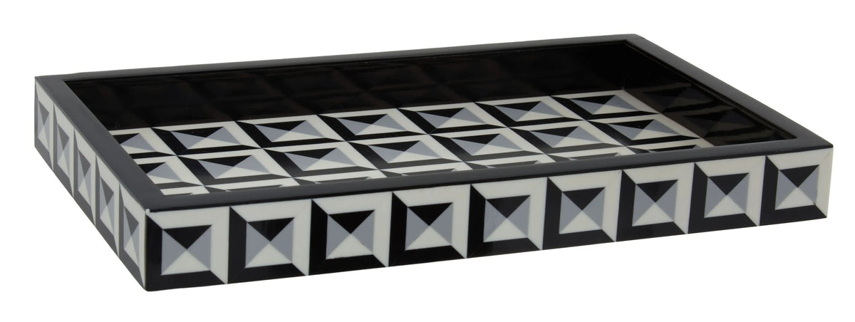Menaggio Black Grey White Rectangular Tray image 1