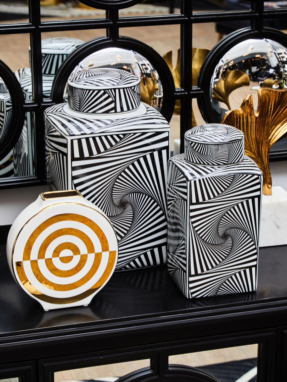 Aurel Small Black White Ceramic Jar image 3
