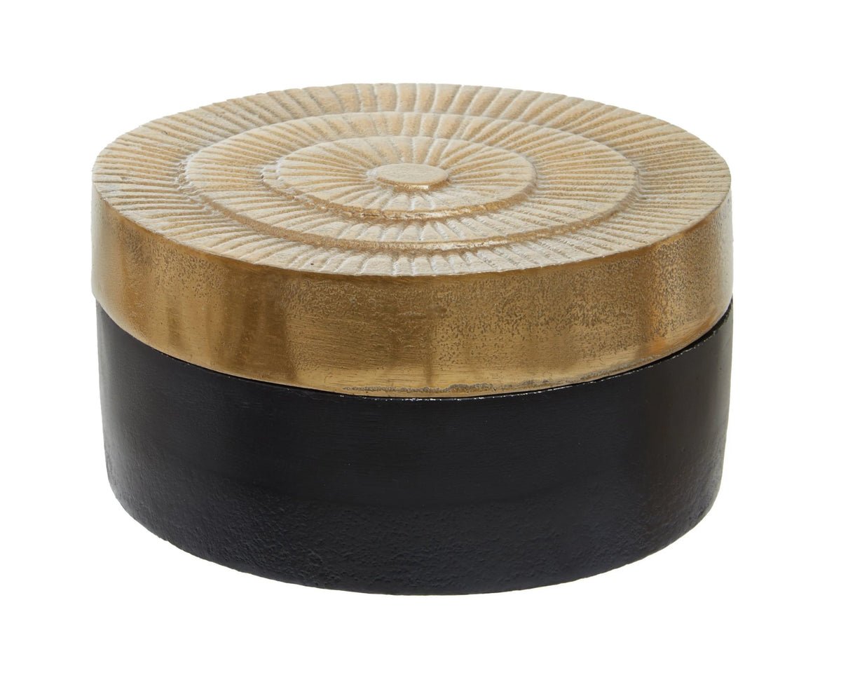 Mayfair Small Black Gold Round Box image 1