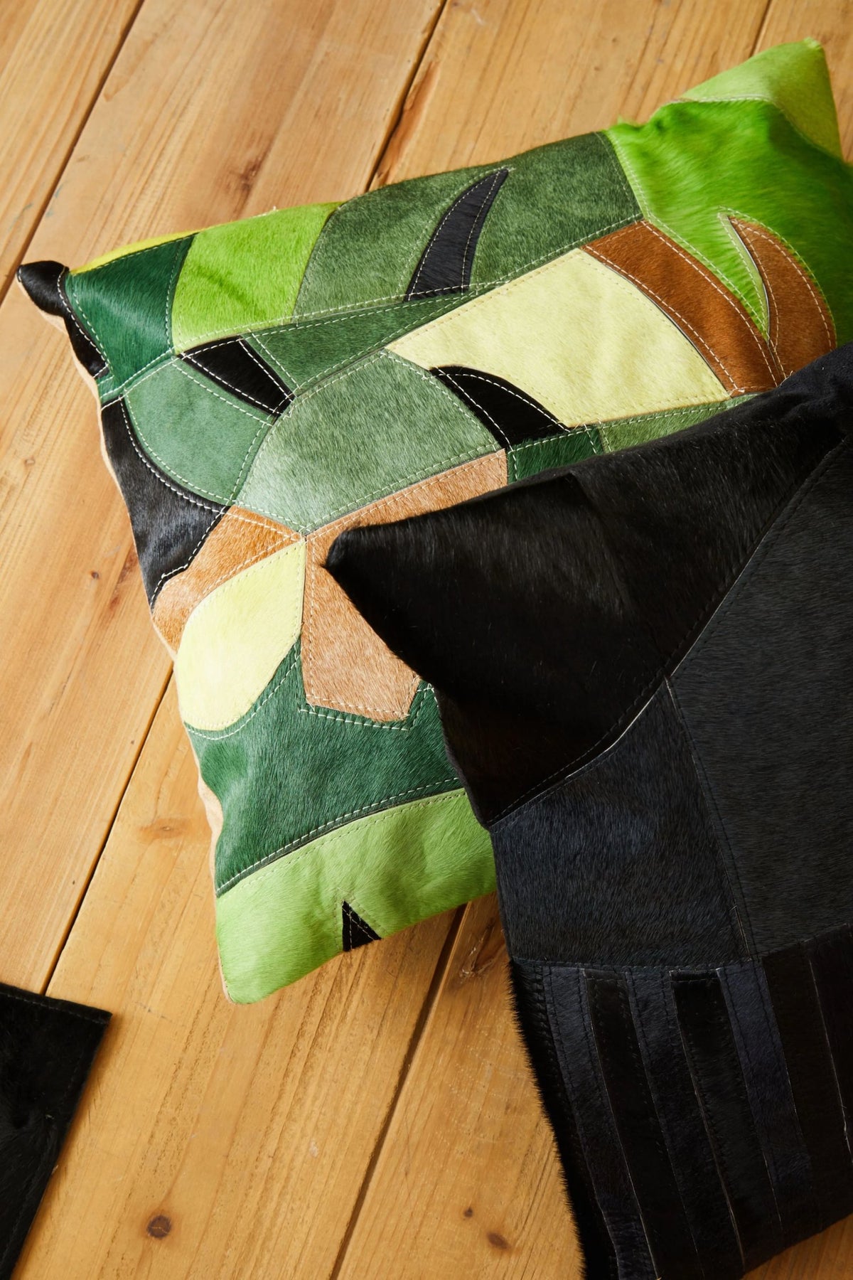 Ebba Black Grey Hair-on Leather Cushion image 5