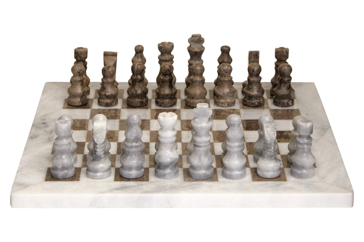 Sandnes White Grey Marble Chess Set image 1