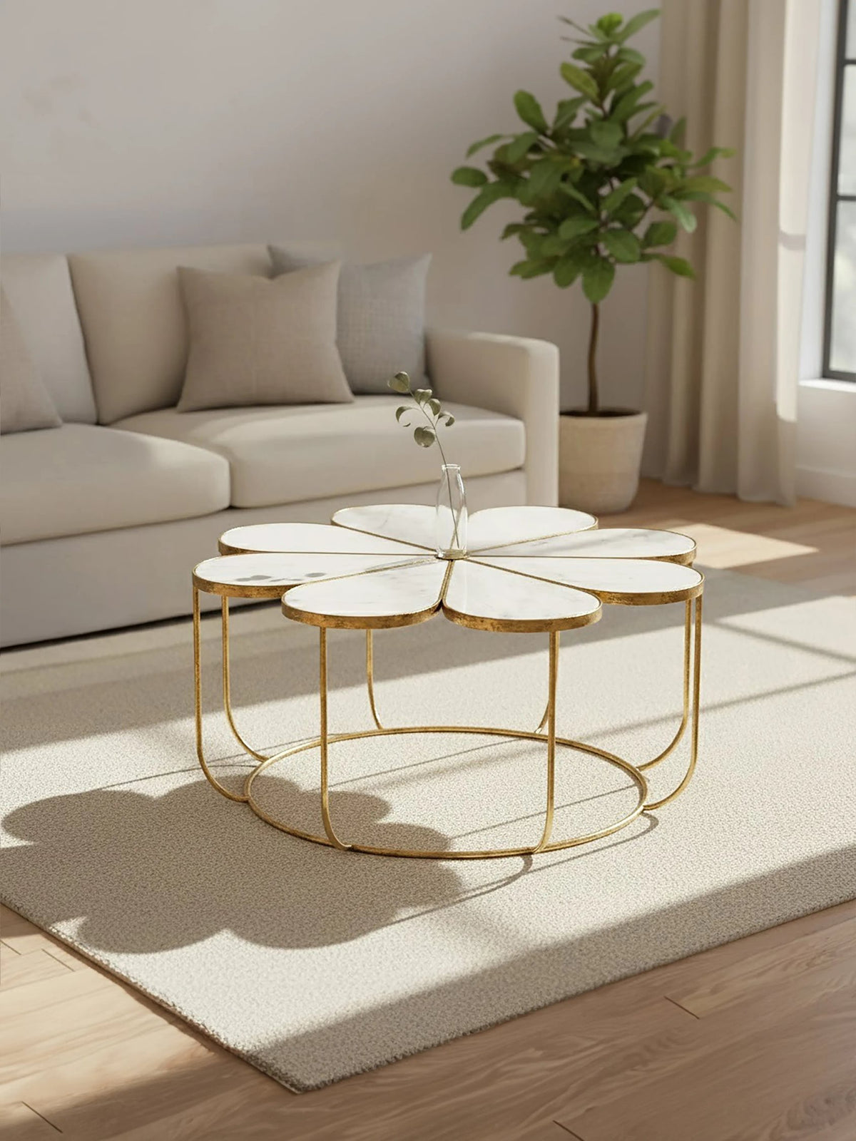 Shorehira Petal Coffee Marble Table image 9