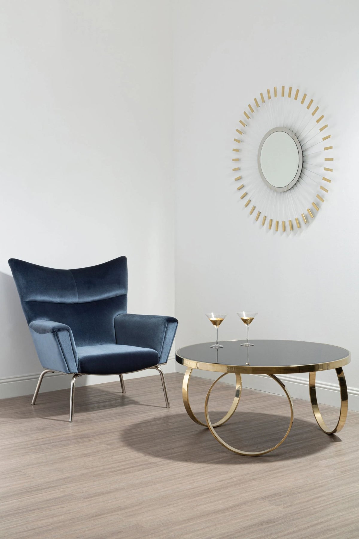 Zelath Black Mirror Gold Coffee Table image 5