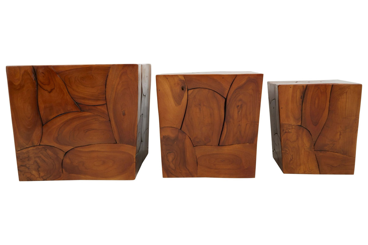 Ronneby Set 3 Teak Side Tables Stools